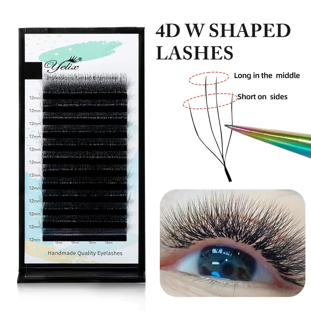 Vylepšené riasy 4D W-shape D-curl mix 8-12mm