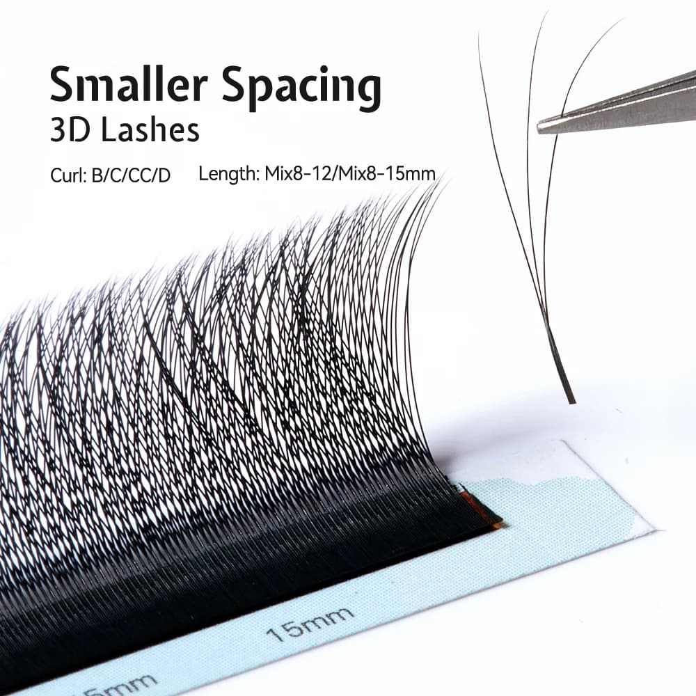 Úzke 3D W-shape prémiové ručne vyrábané predĺženie mihalníc