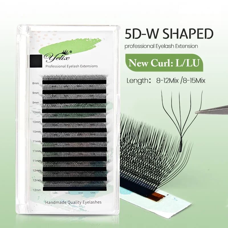 Predtvarané objemové veterníčky 5D W-shape pre predlžovanie mihalníc